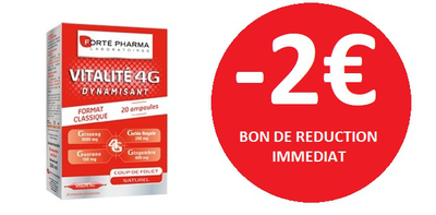 FORTE PHARMA VITALITE 4G 20 AMPOULES -2€ FORTE PHARMA VITALITE 4G 20 AMPOULES -2€