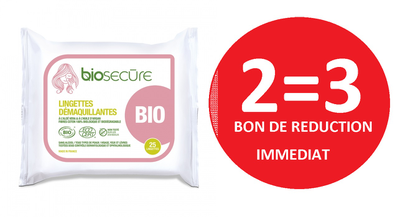 BIOSECURE 25 LINGETTES DEMAQUILLANTES 2=3 BIOSECURE 25 LINGETTES DEMAQUILLANTES 2=3